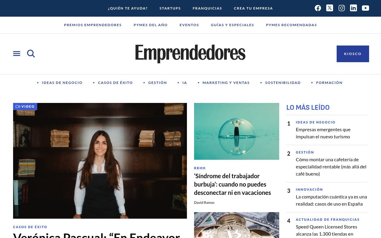 Homepage screenshot of emprendedores.es