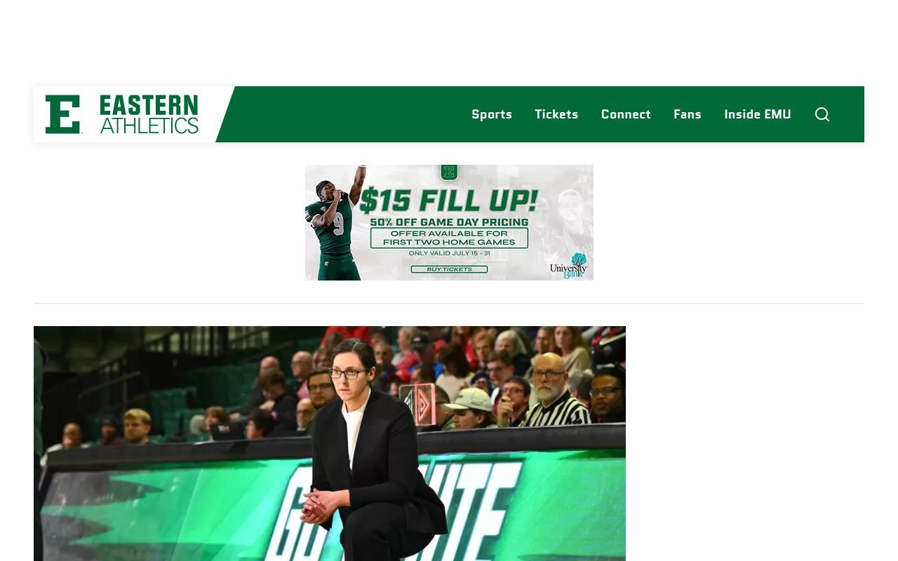 Homepage screenshot of emueagles.com