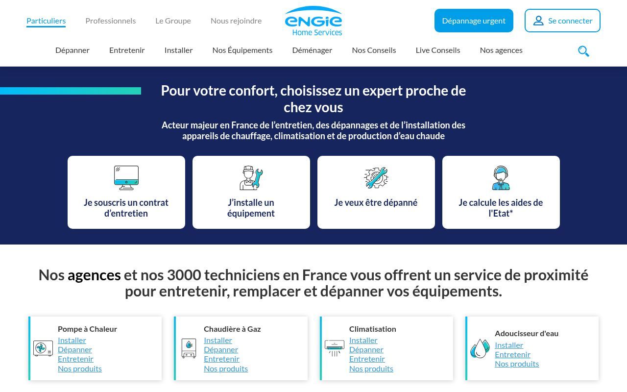 Homepage screenshot of engie-homeservices.fr
