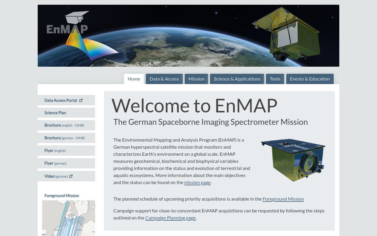 Homepage screenshot of enmap.org