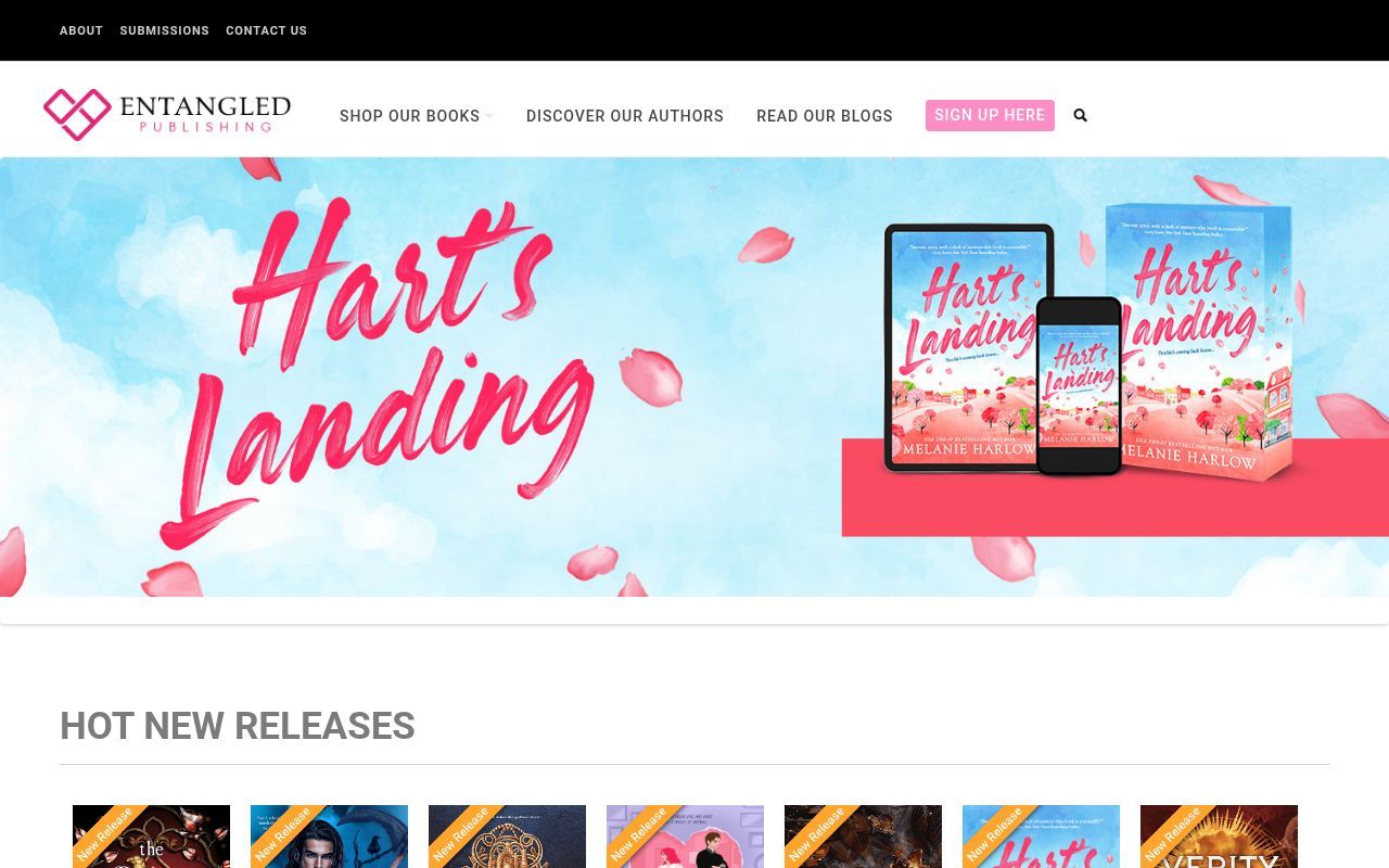 Homepage screenshot of entangledpublishing.com