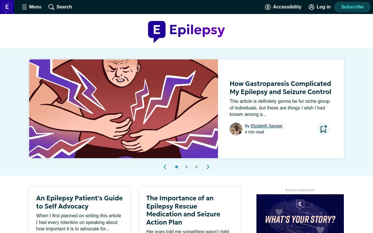Homepage screenshot of epilepsydisease.com