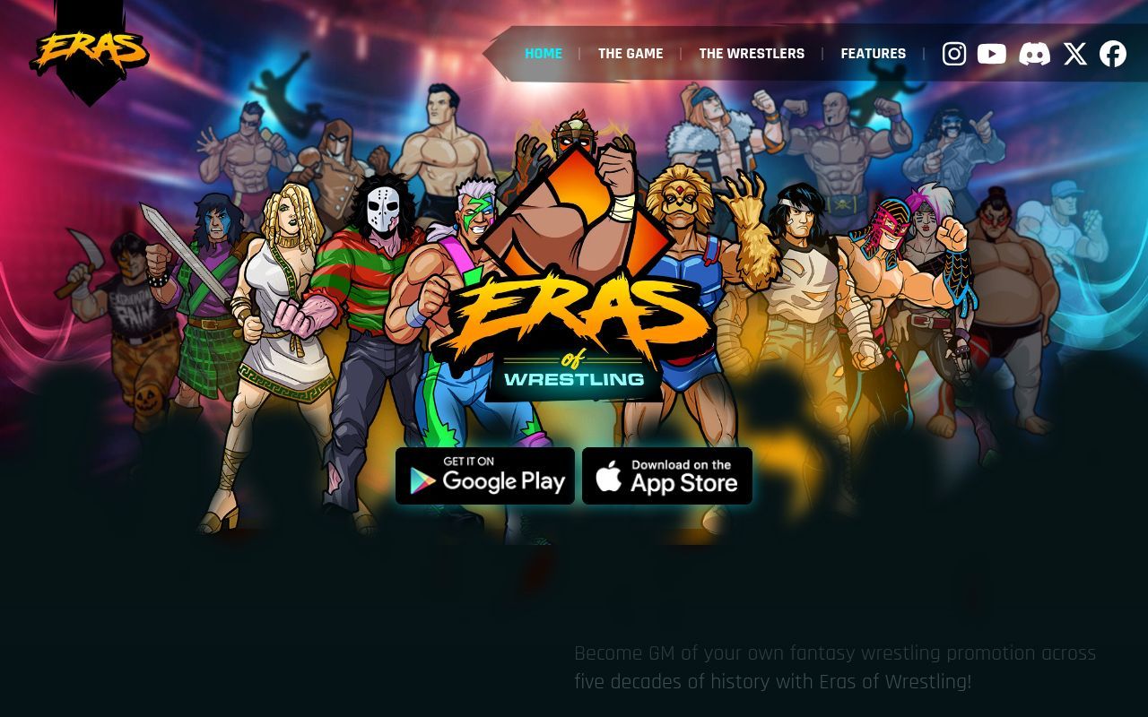 Homepage screenshot of erasofwrestling.com