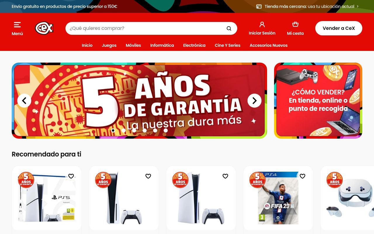Homepage screenshot of es.webuy.com