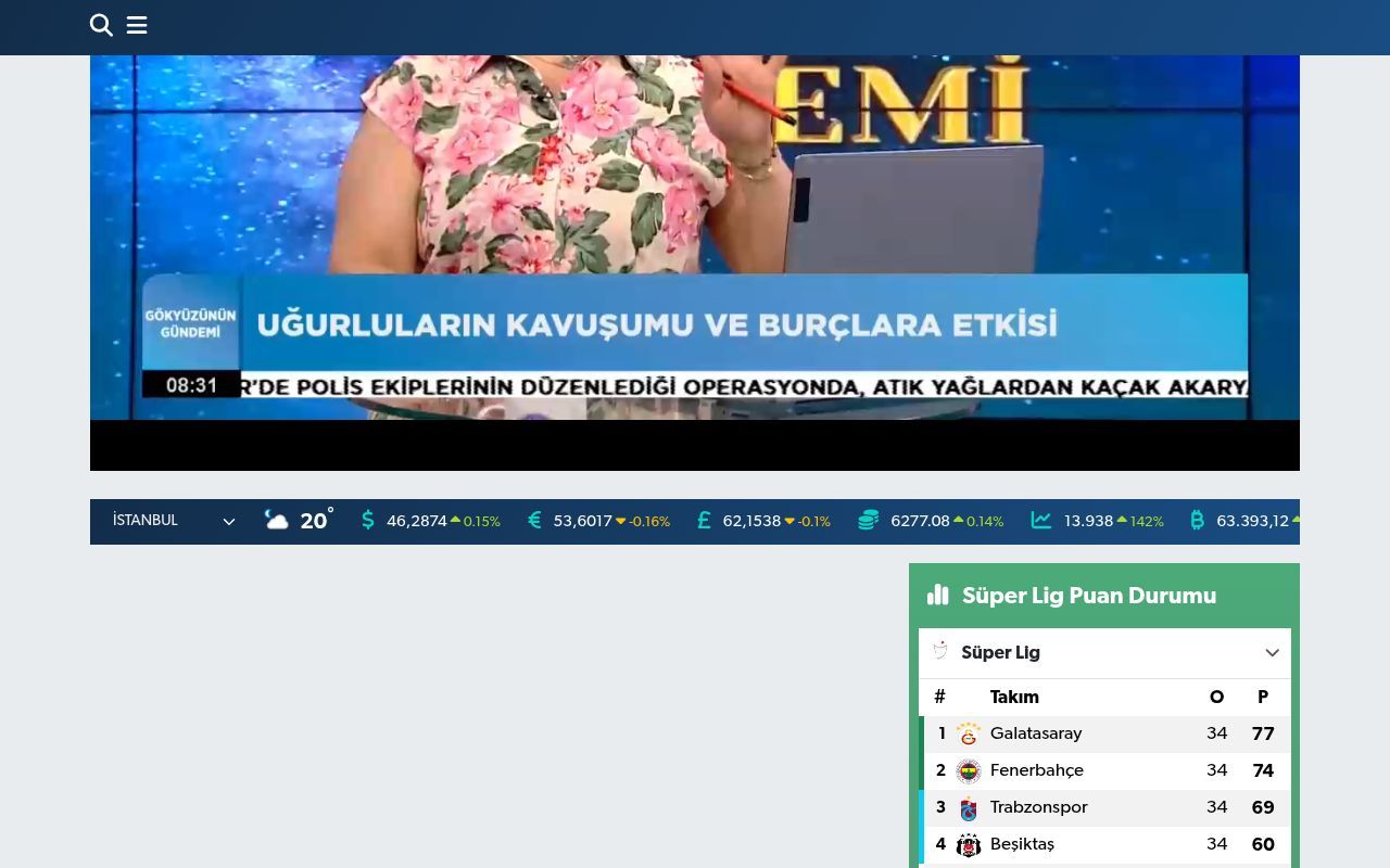 Homepage screenshot of estv.com.tr