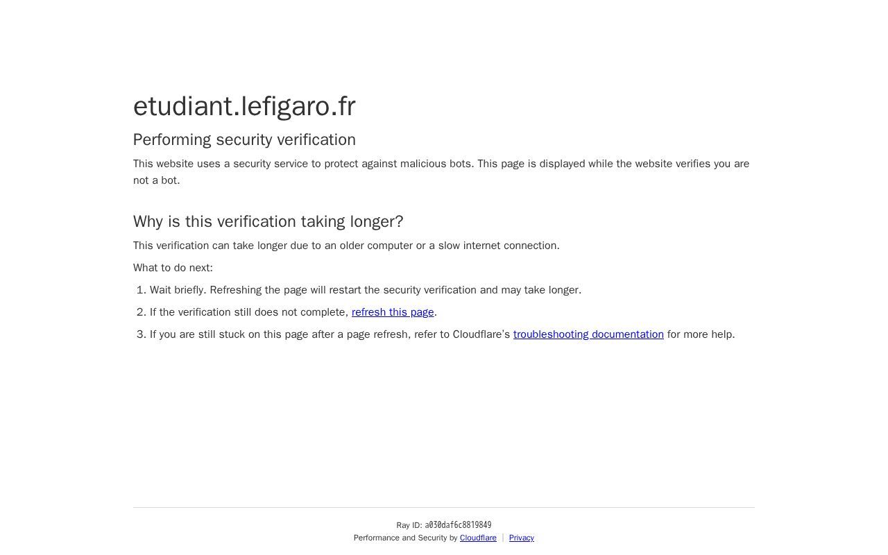 Homepage screenshot of etudiant.lefigaro.fr