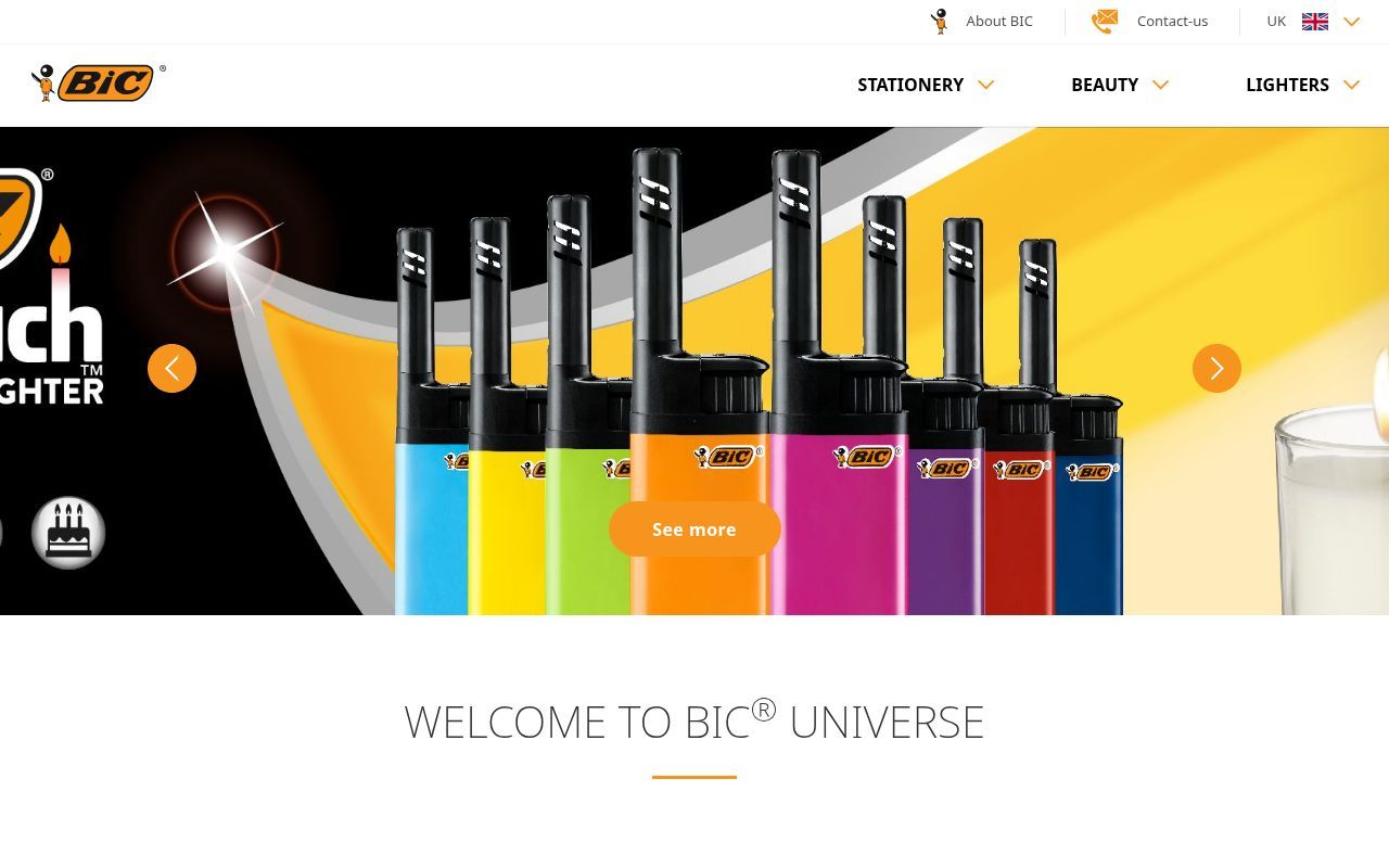 Homepage screenshot of eu.bic.com