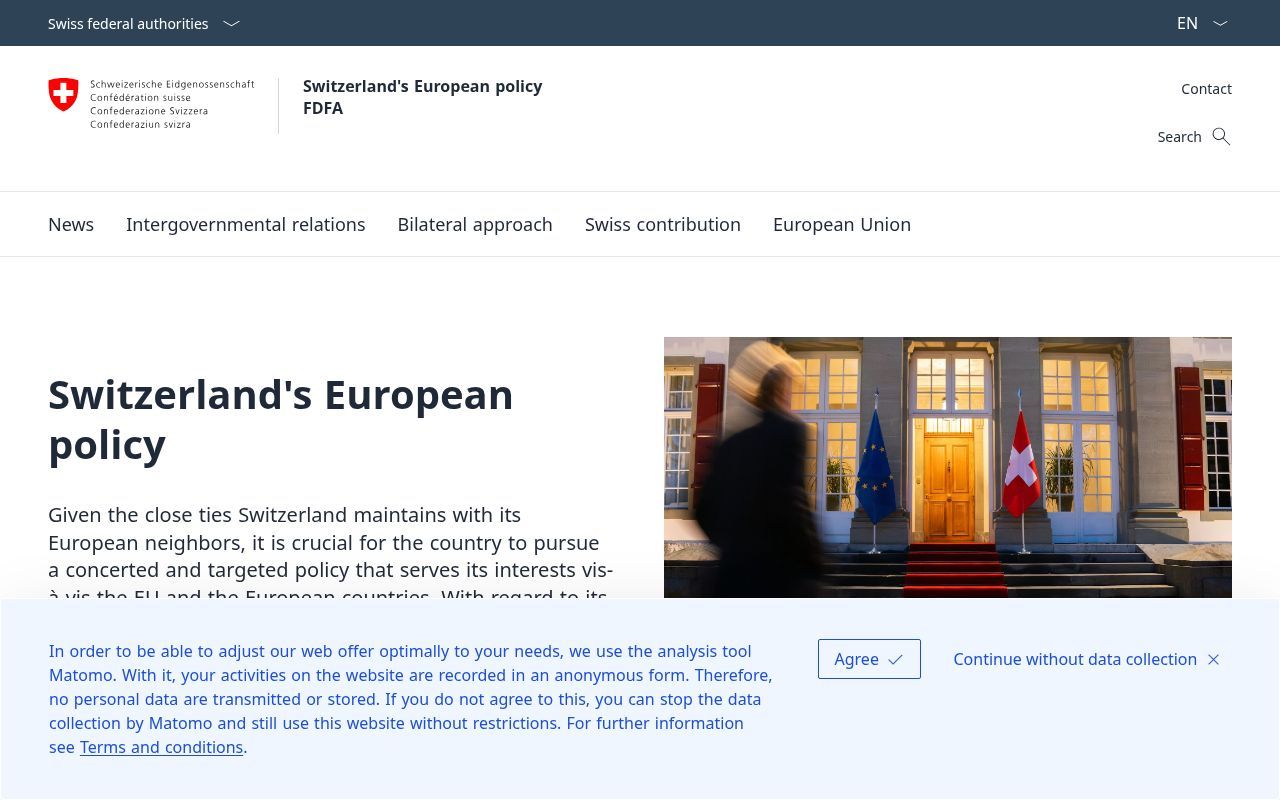 Homepage screenshot of europa.eda.admin.ch