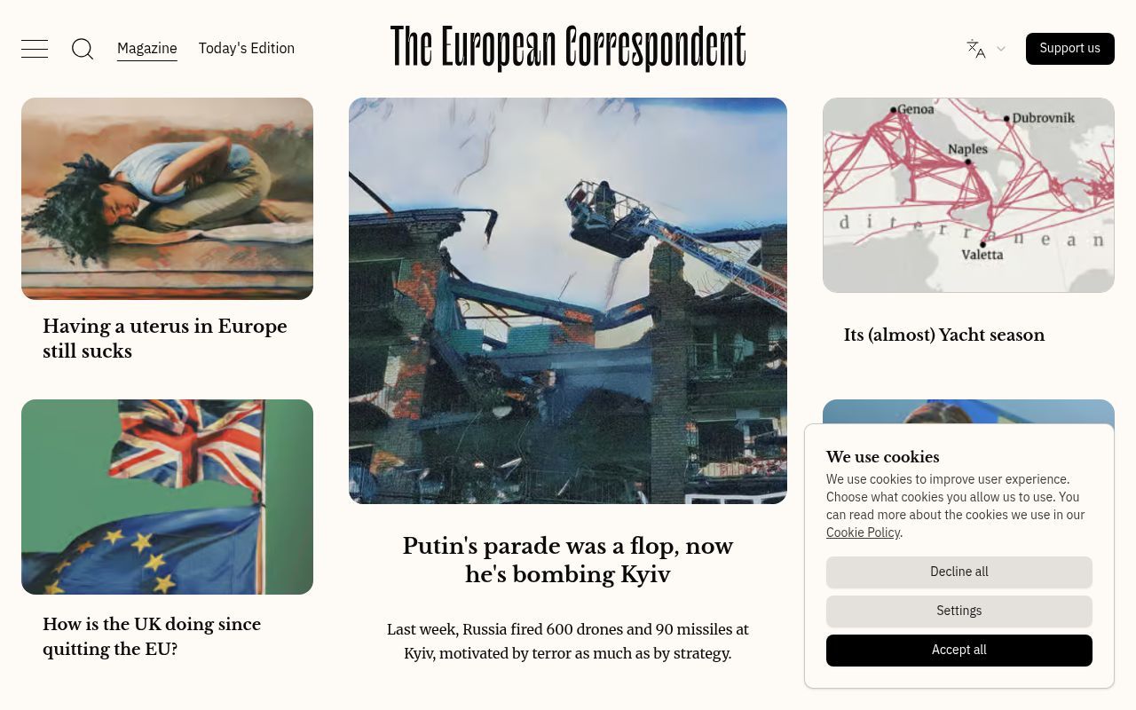 Homepage screenshot of europeancorrespondent.com