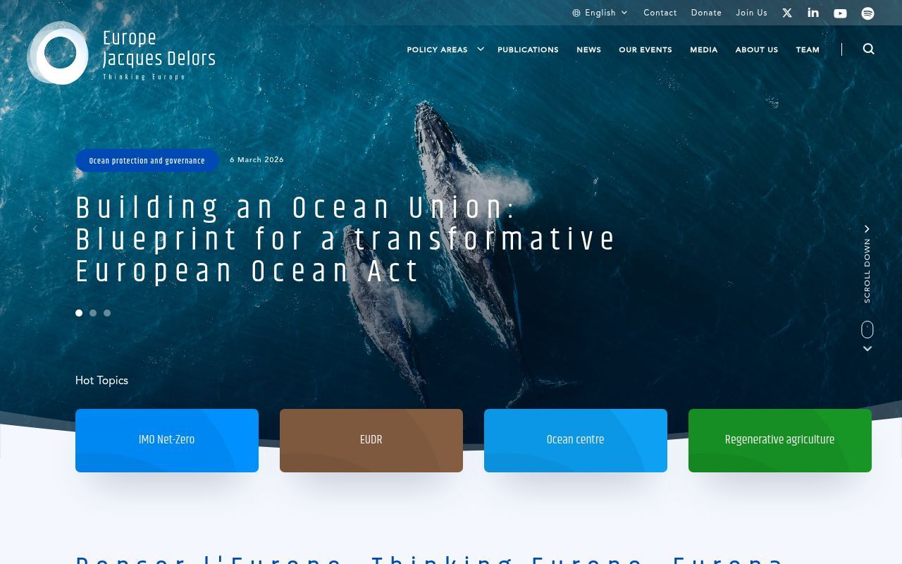 Homepage screenshot of europejacquesdelors.eu