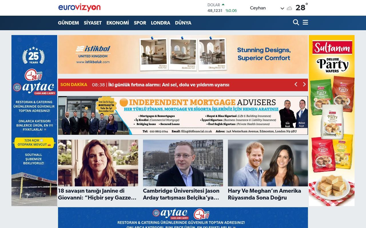 Homepage screenshot of eurovizyon.co.uk
