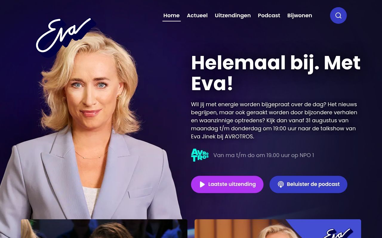 Homepage screenshot of eva.avrotros.nl
