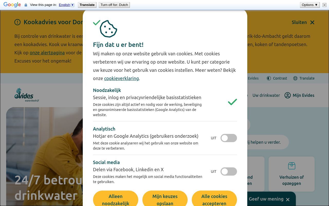 Homepage screenshot of evides.nl