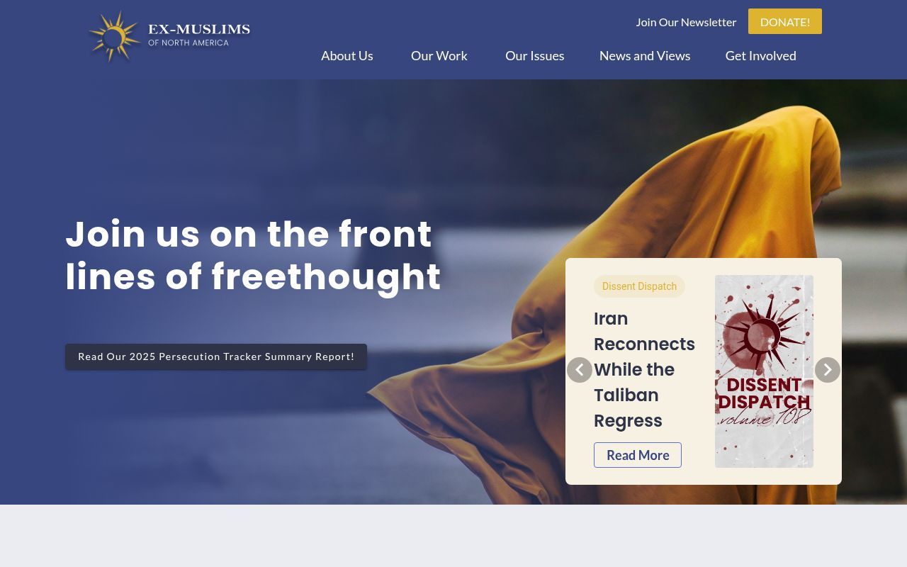 Homepage screenshot of exmuslims.org
