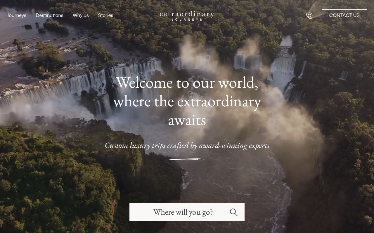 Homepage screenshot of extraordinaryjourneys.com