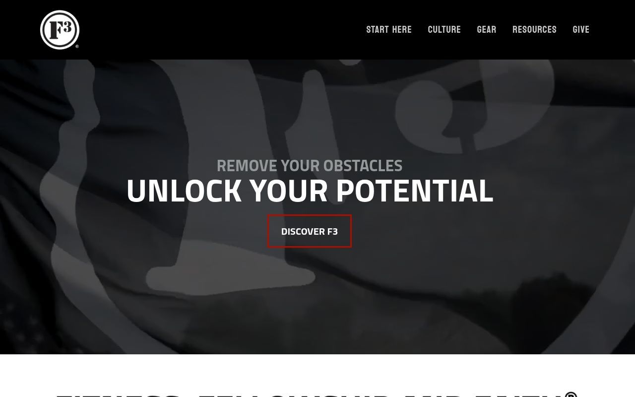 Homepage screenshot of f3nation.com