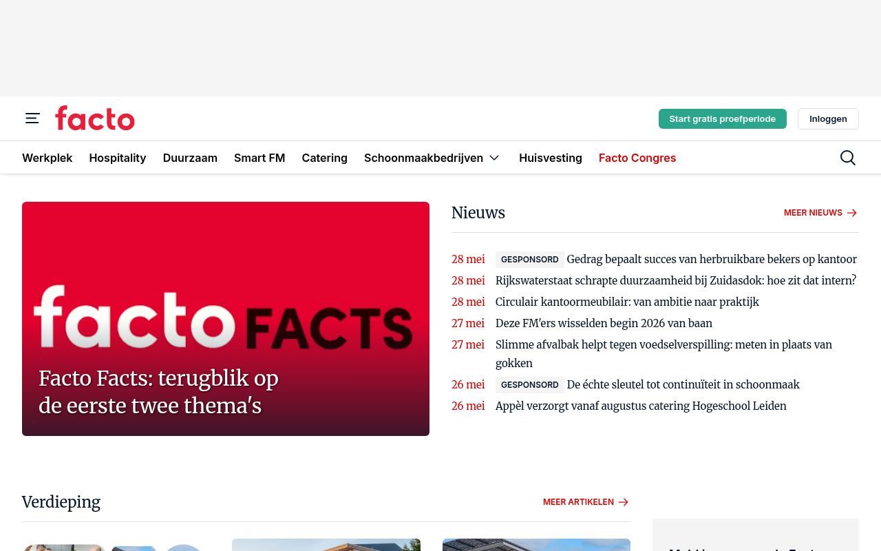 Homepage screenshot of facto.nl