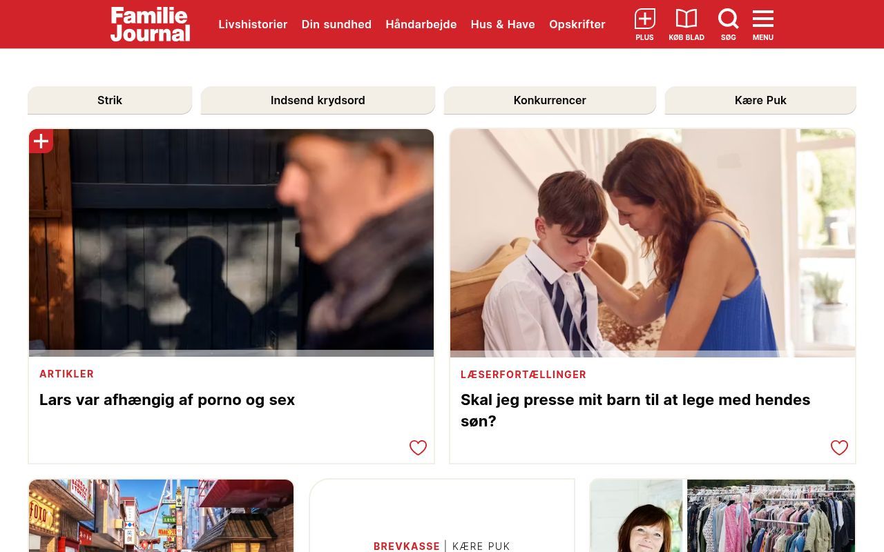 Homepage screenshot of familiejournal.dk