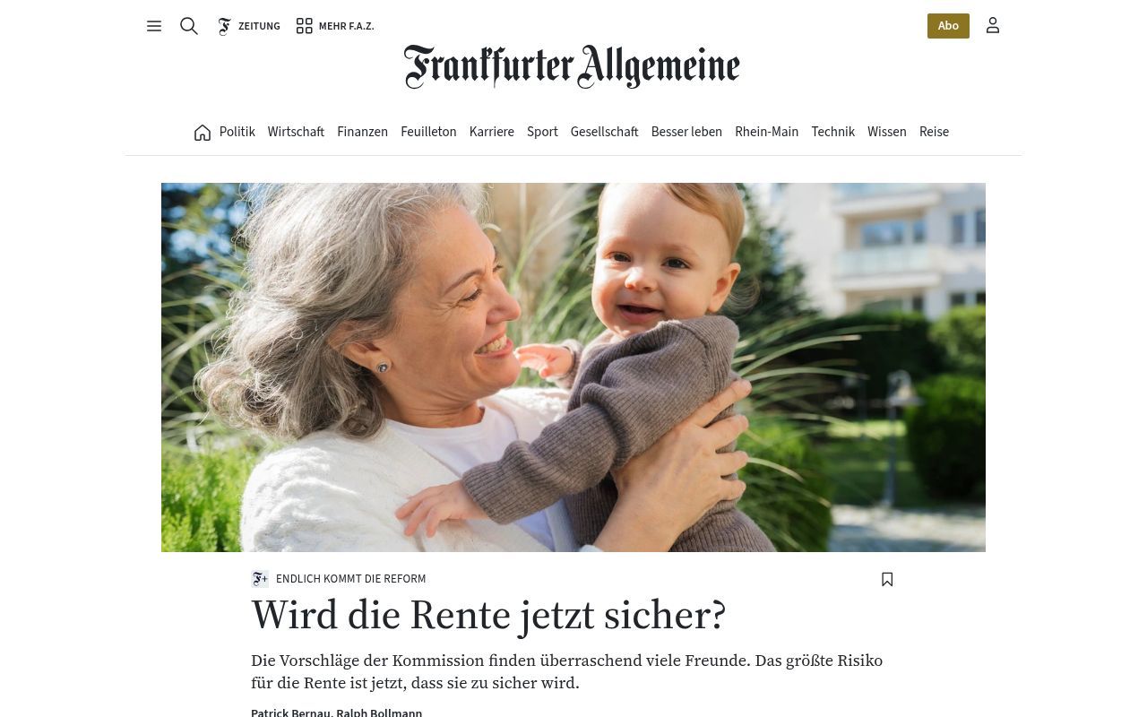 Homepage screenshot of faz.net