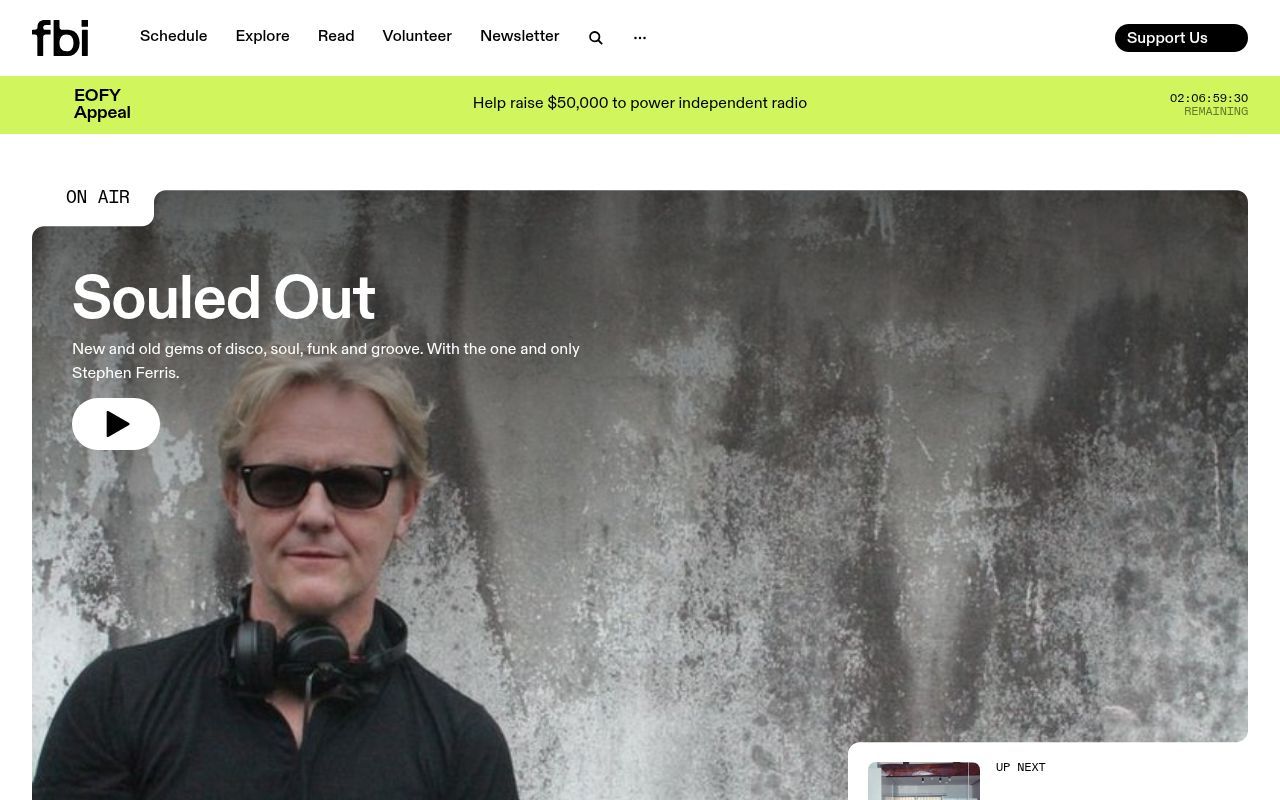 Homepage screenshot of fbi.radio