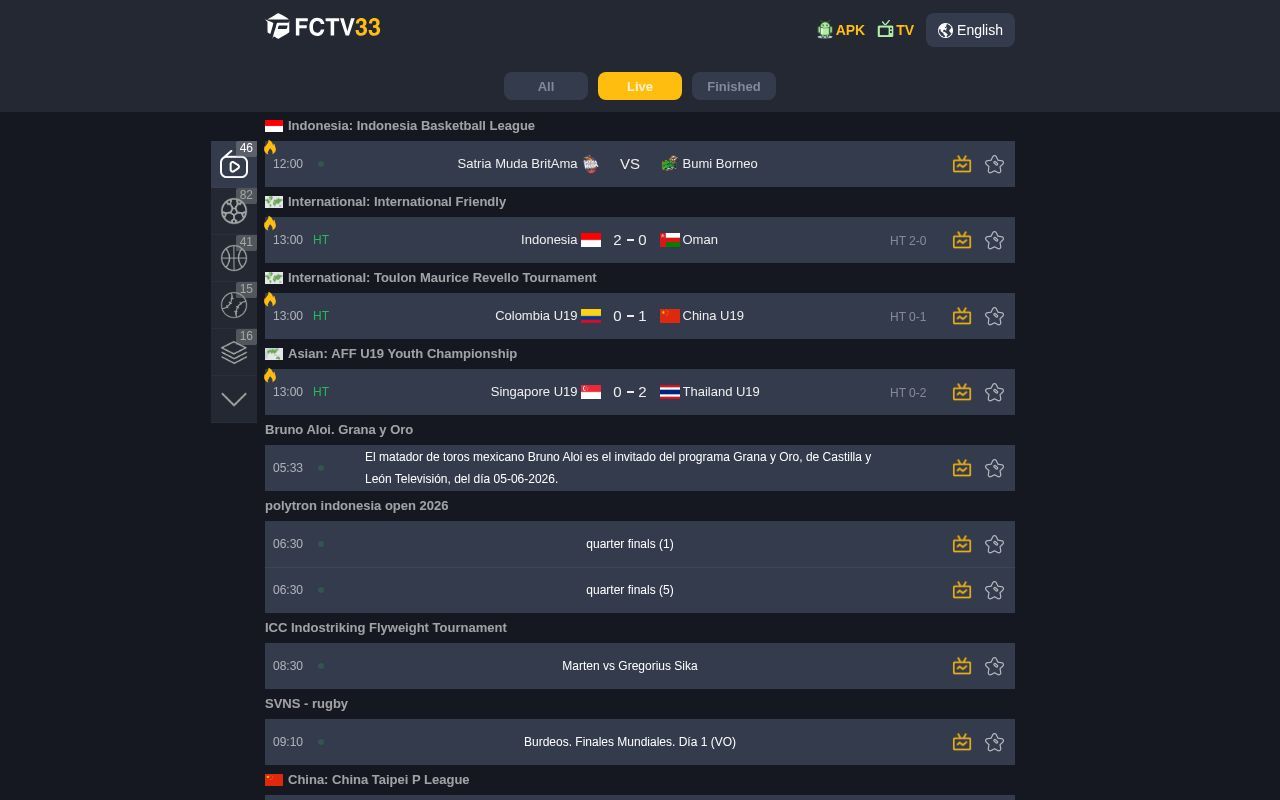 Homepage screenshot of fctv33hd.rest