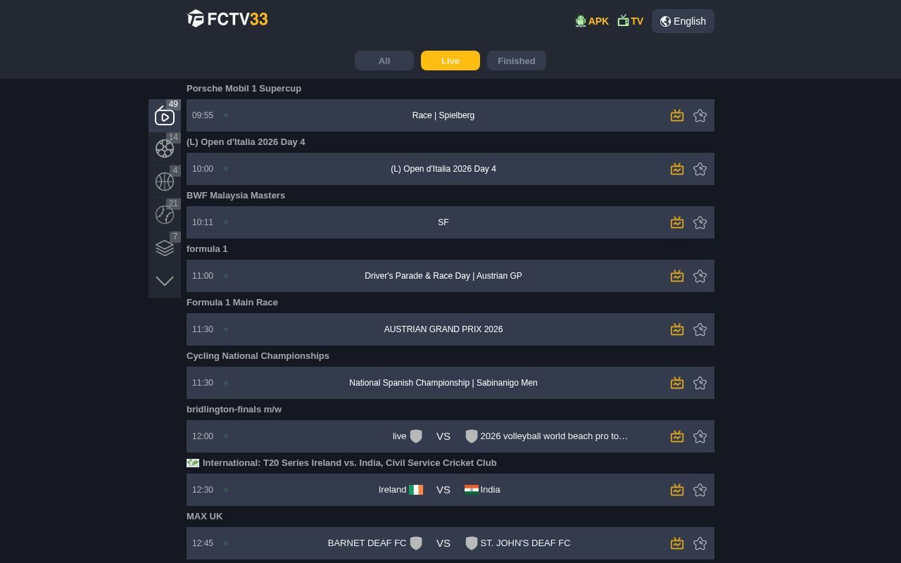 Homepage screenshot of fctv33hd.surf