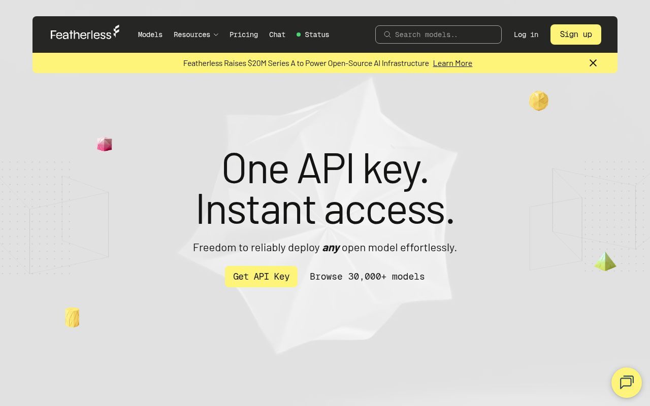 Homepage screenshot of featherless.ai