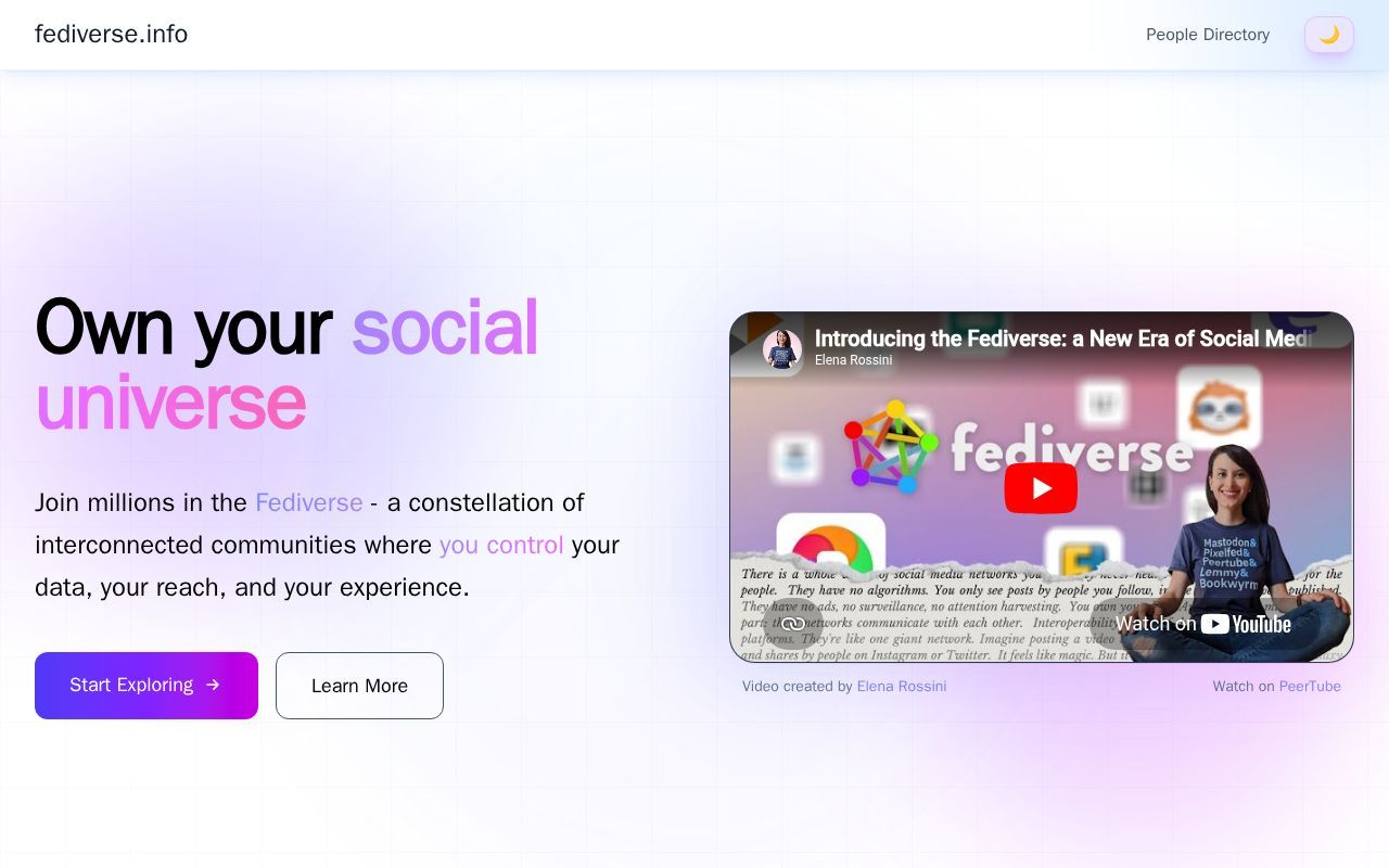 Homepage screenshot of fediverse.info