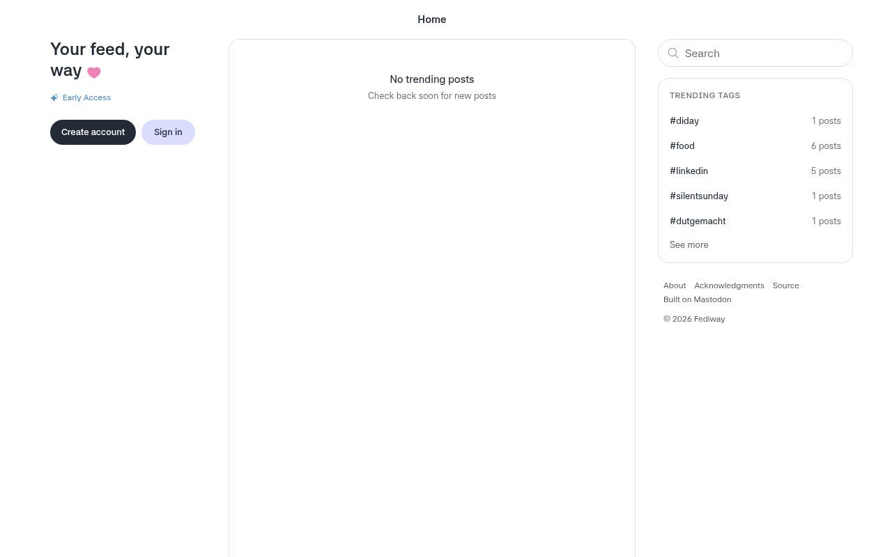 Homepage screenshot of fediway.com