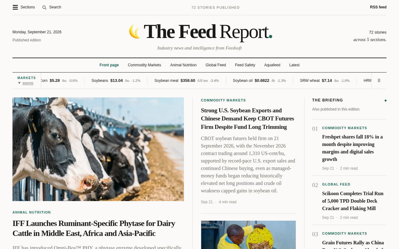 Homepage screenshot of feedsoft.ai