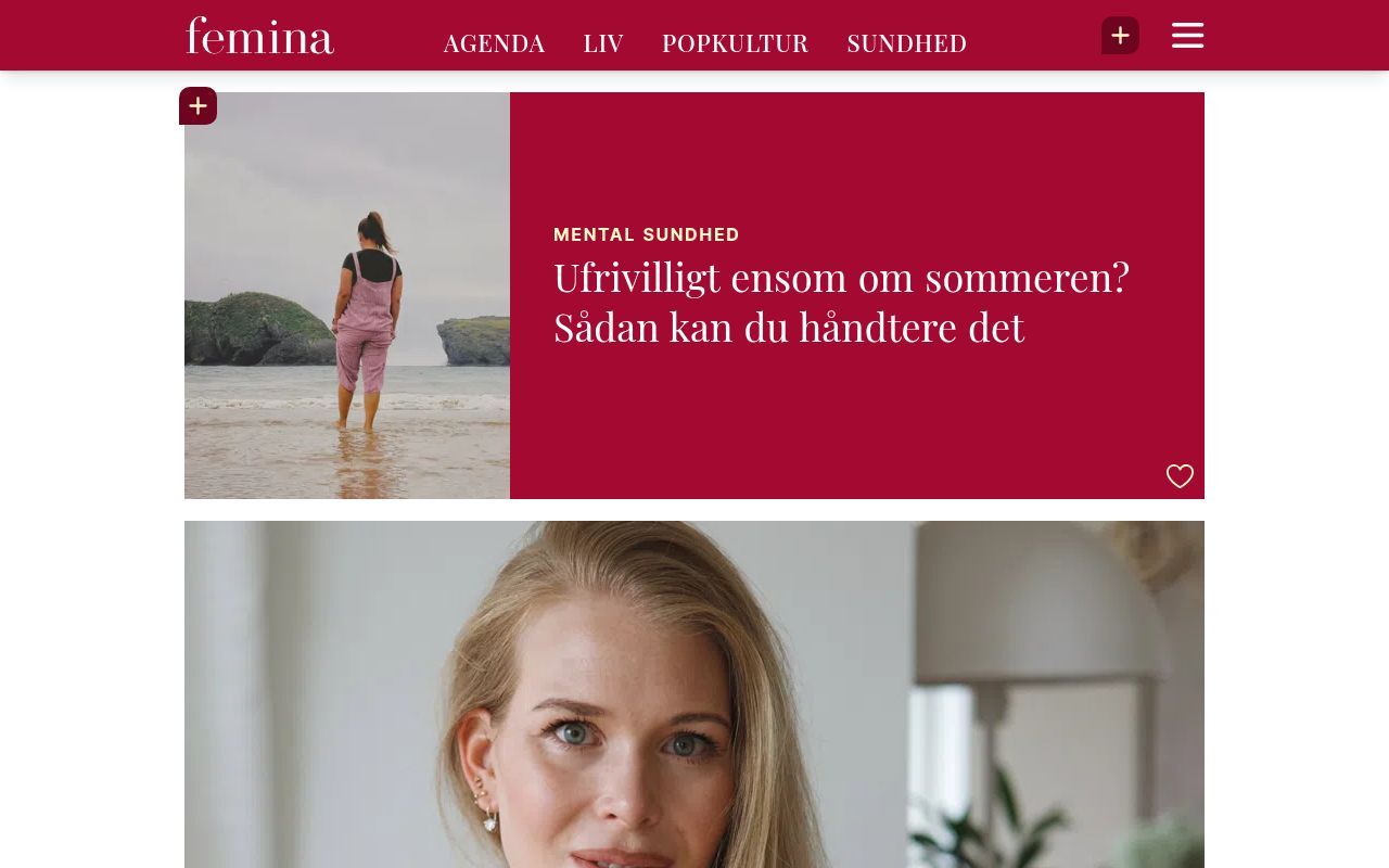 Homepage screenshot of femina.dk