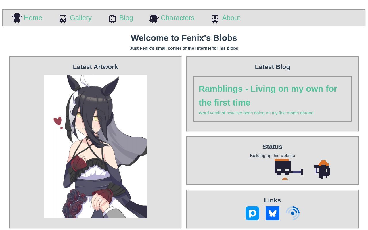 Homepage screenshot of fenixblobs.com