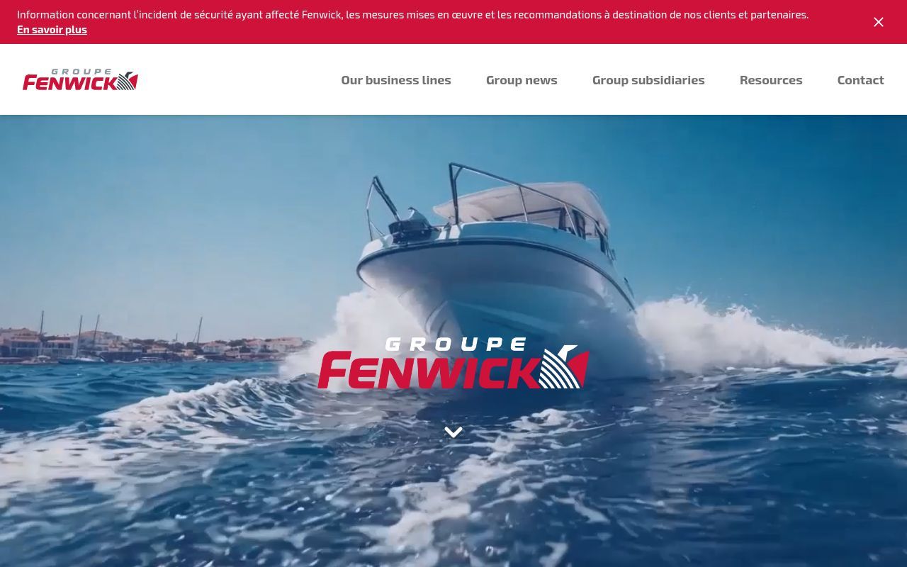 Homepage screenshot of fenwick.fr