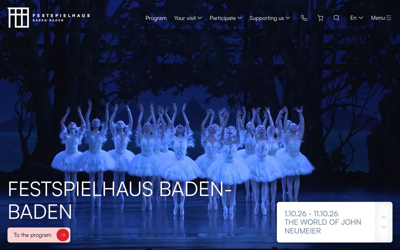 Homepage screenshot of festspielhaus.de