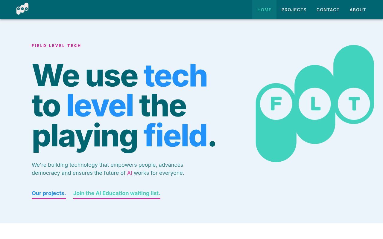 Homepage screenshot of fieldleveltech.org