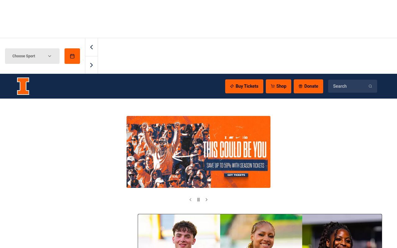 Homepage screenshot of fightingillini.com