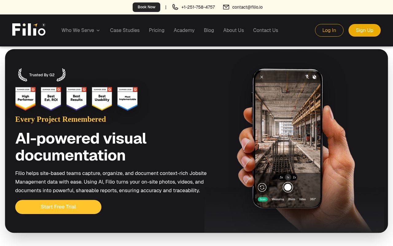 Homepage screenshot of filio.io