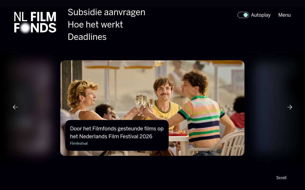 Homepage screenshot of filmfonds.nl