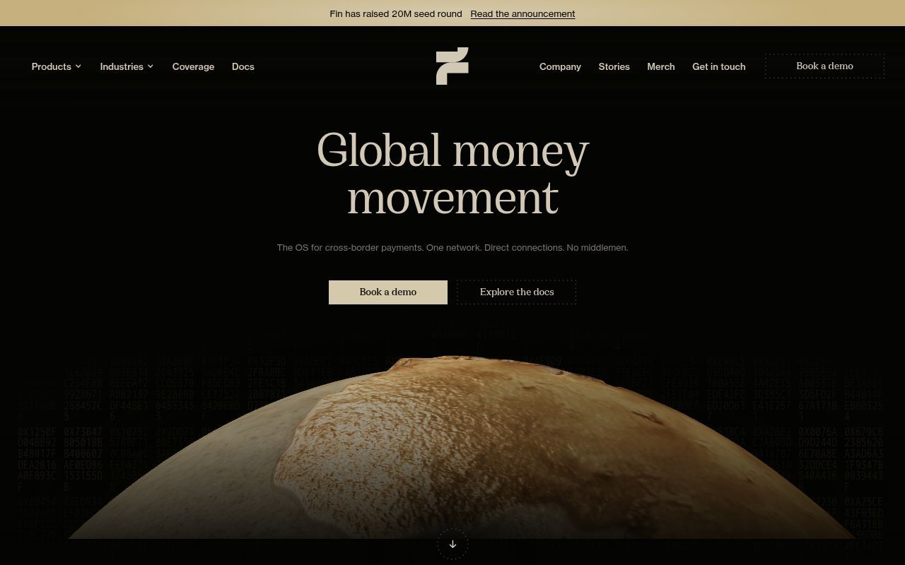 Homepage screenshot of fin.com