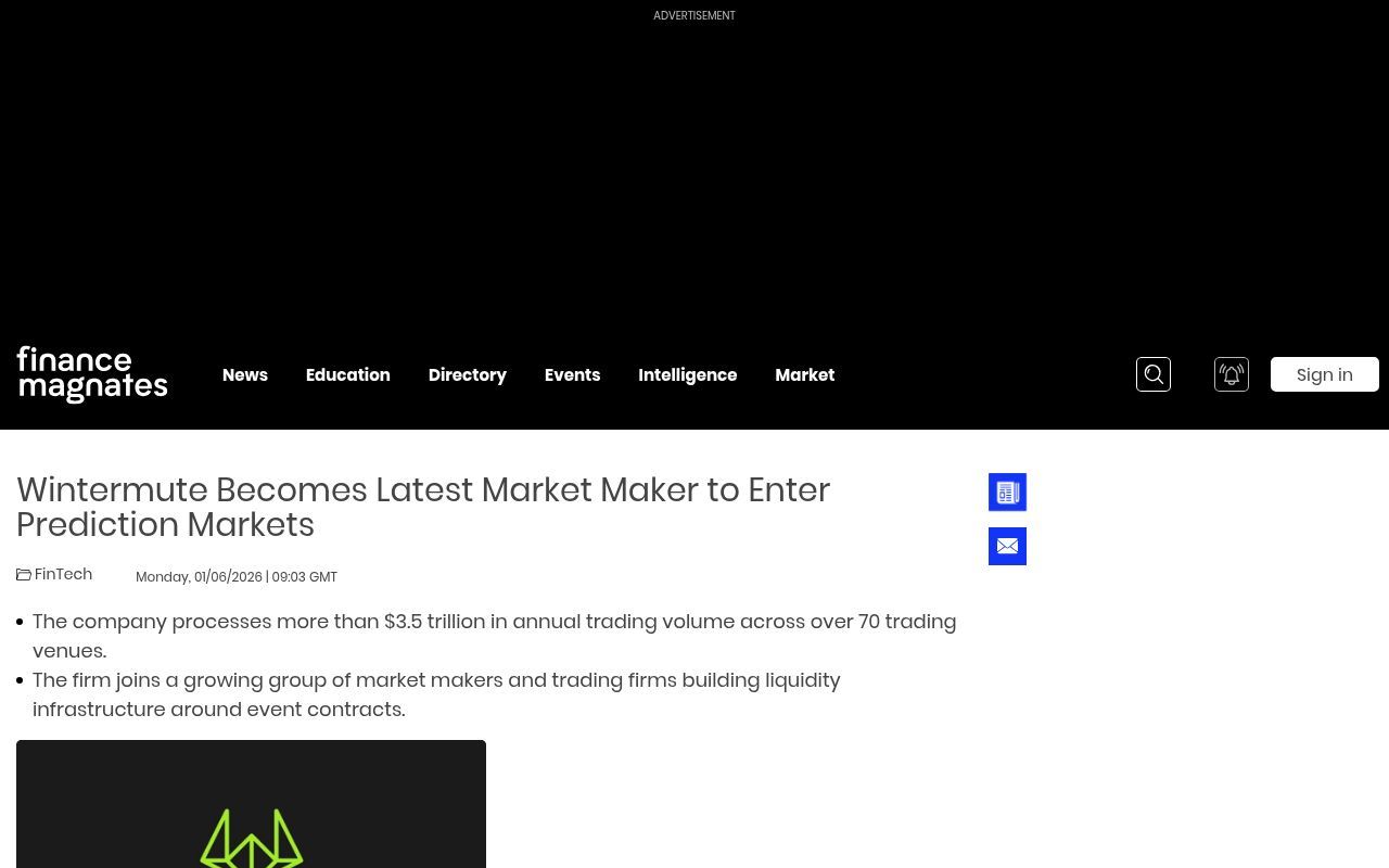 Homepage screenshot of financemagnates.com
