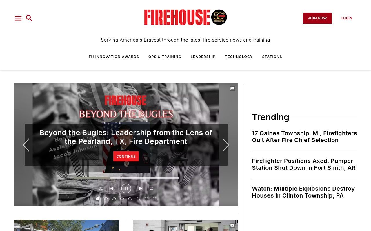 Homepage screenshot of firehouse.com