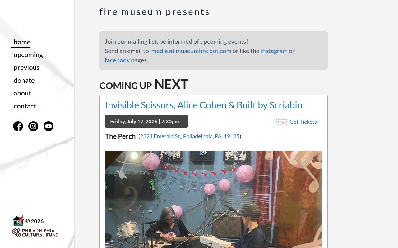 Homepage screenshot of firemuseumpresents.com