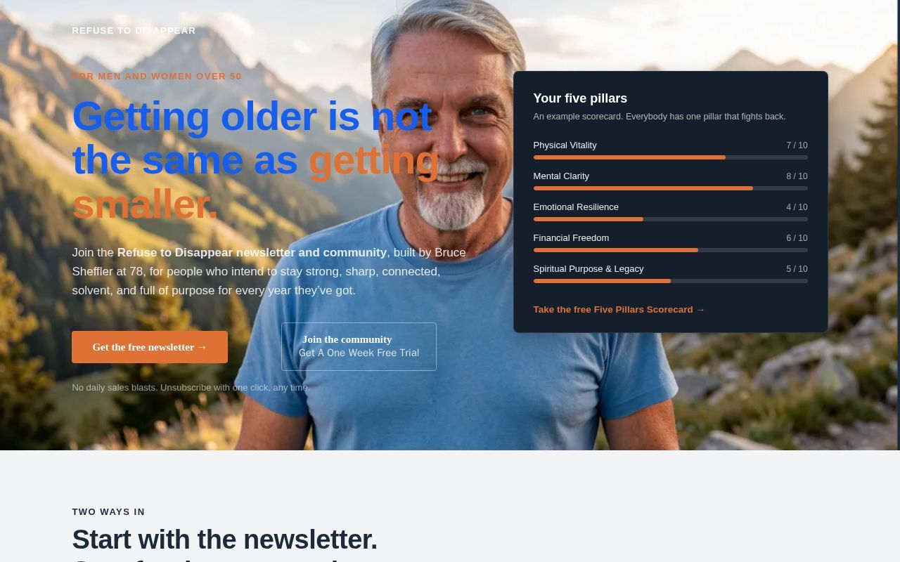 Homepage screenshot of fit-over-50.club