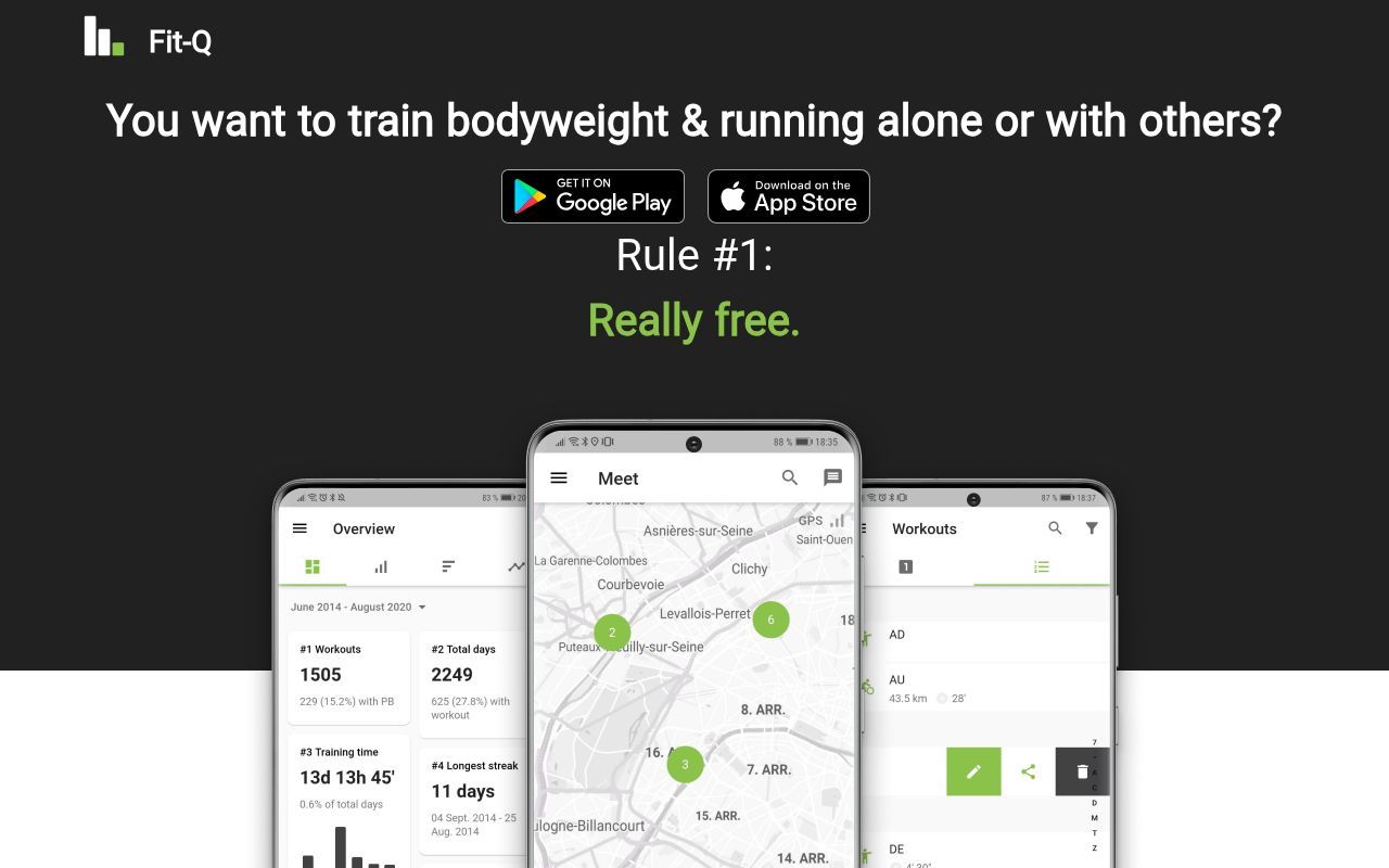 Homepage screenshot of fit-q.net