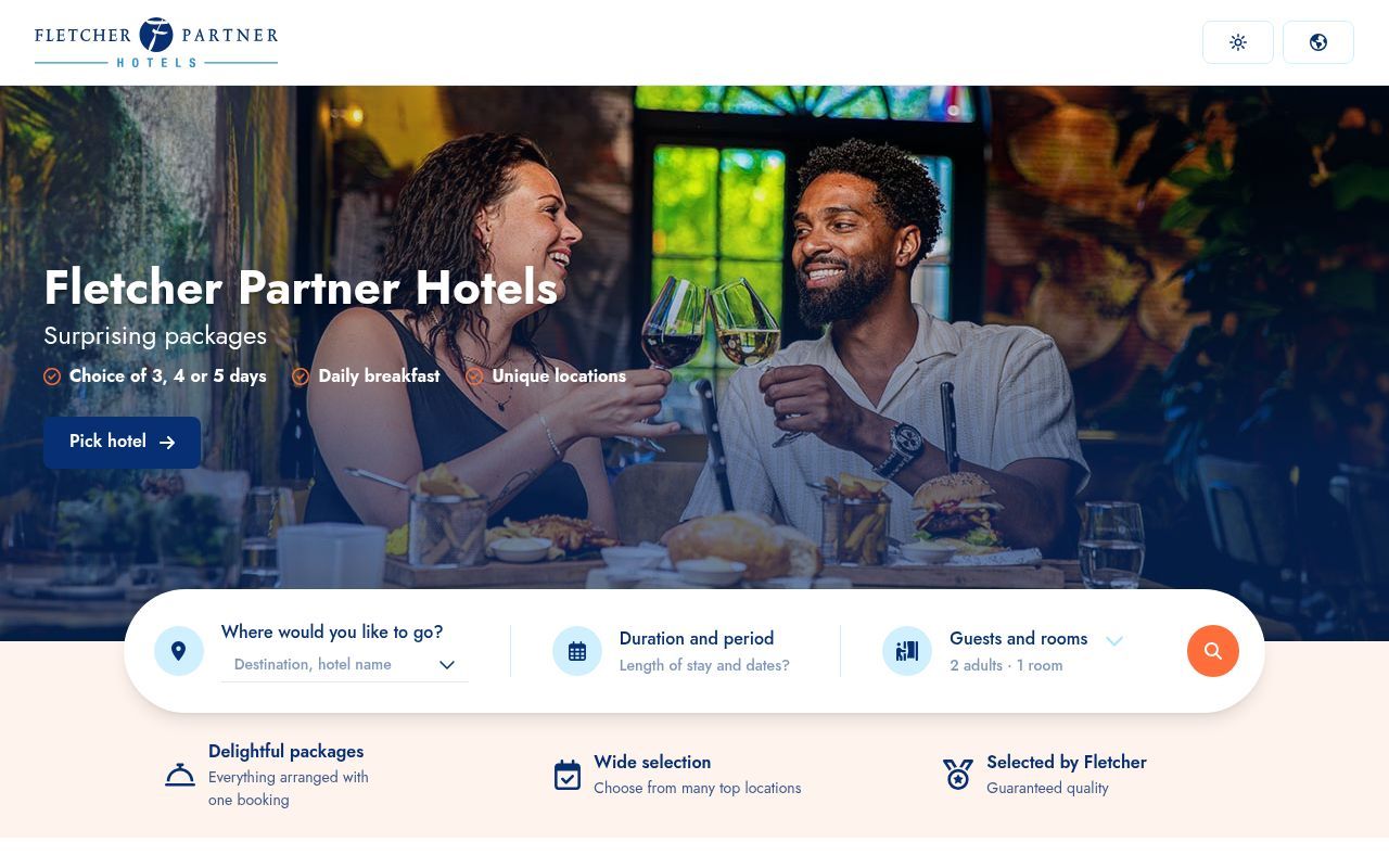 Homepage screenshot of fletcherpartnerhotels.nl