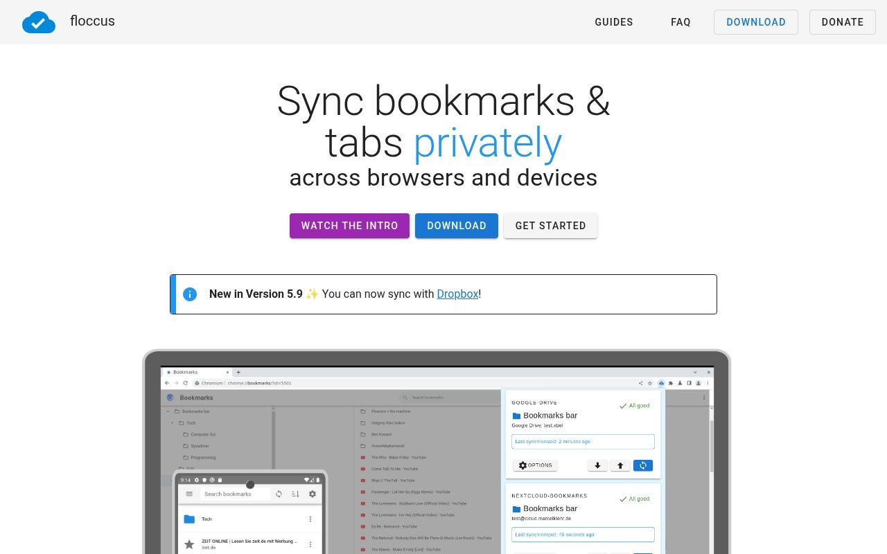 Homepage screenshot of floccus.org
