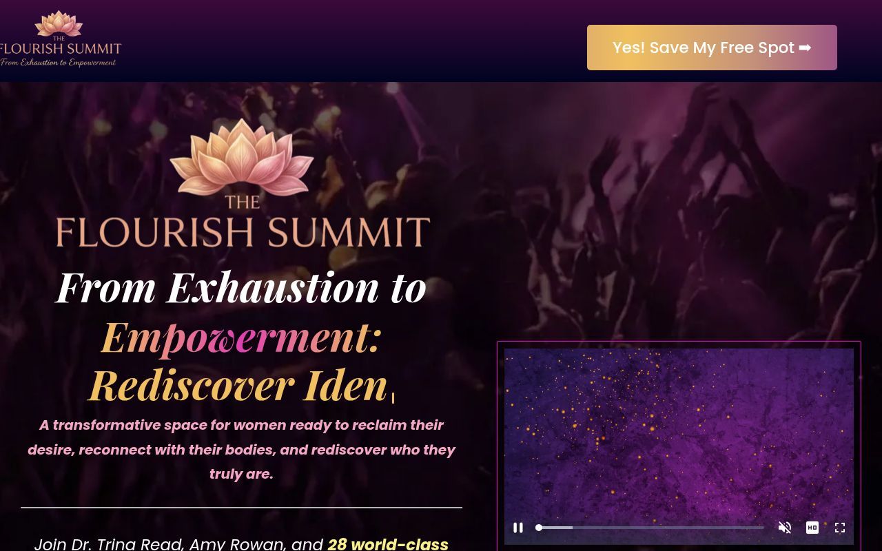 Homepage screenshot of flourishsummit.org