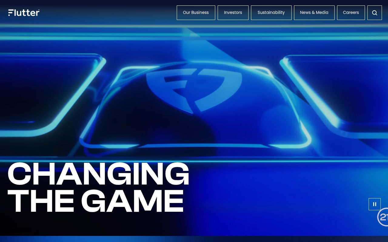 Homepage screenshot of flutter.com