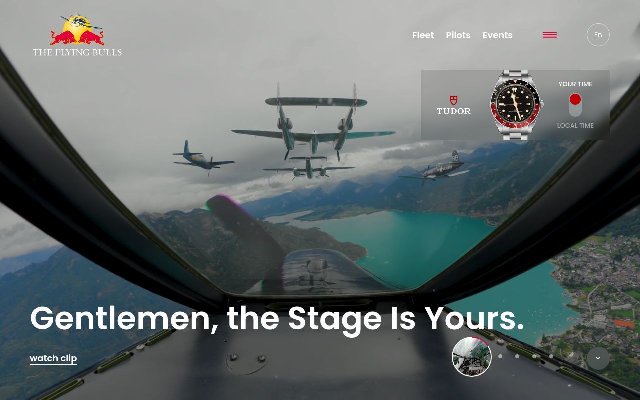 Homepage screenshot of flyingbulls.at