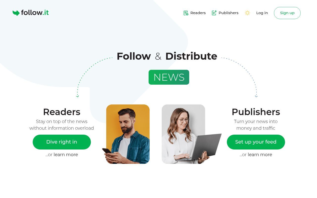 Homepage screenshot of follow.it